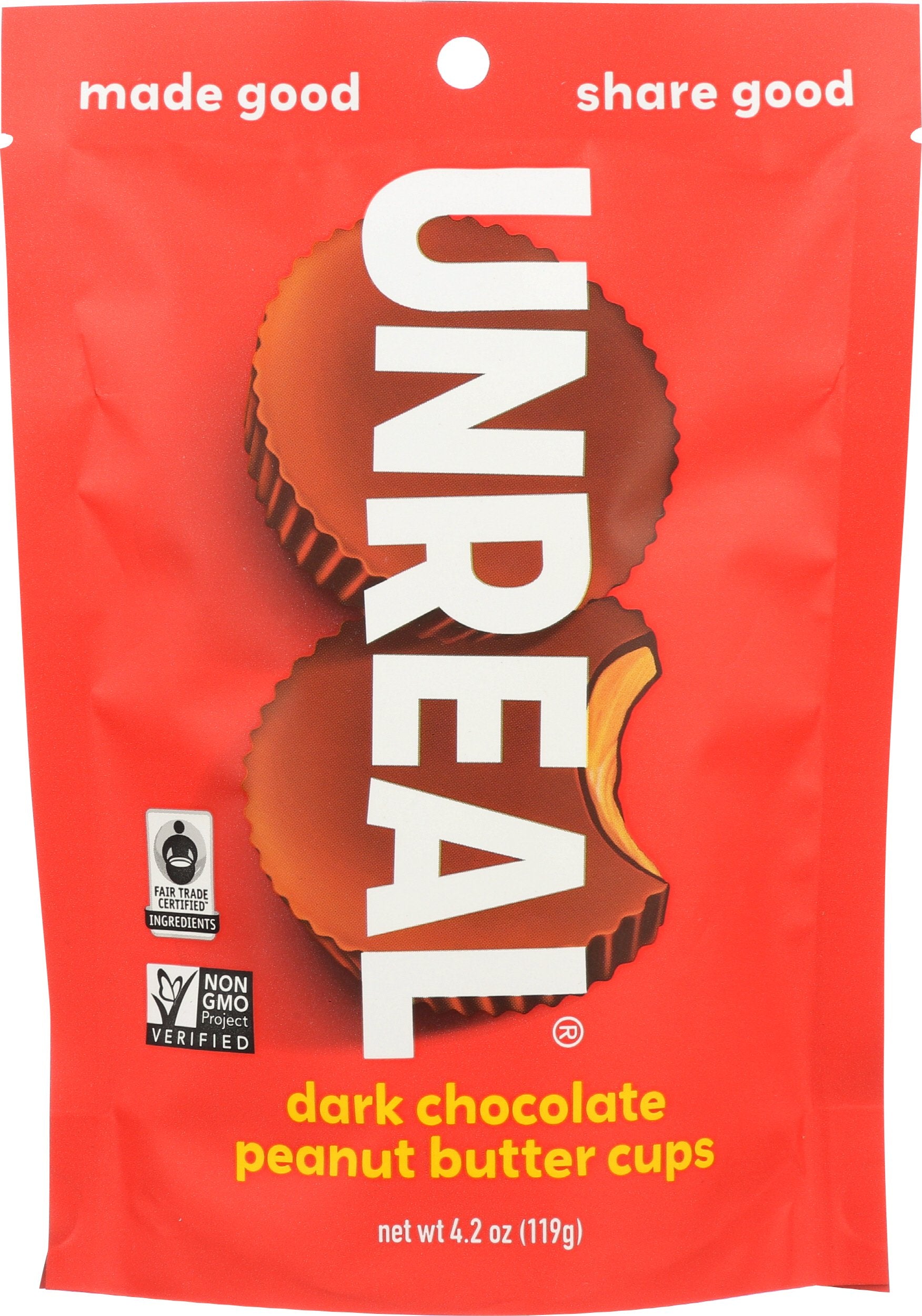 Unreal Dark Chocolate Peanut Butter Cups, 4.2 Oz (Pack Of 6)