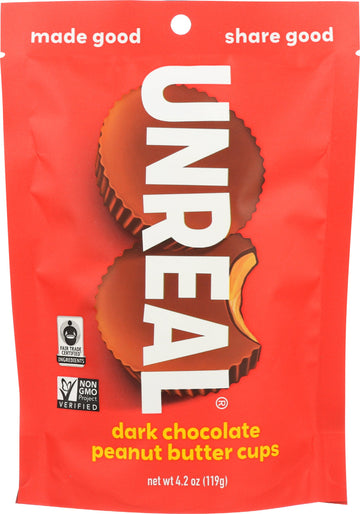 Unreal Dark Chocolate Peanut Butter Cups, 4.2 Oz (Pack Of 6)