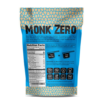 Monk Zero - Powdered Monk Fruit Sweetener, Non-Glycemic, Keto Approved, Zero Calories, 1:1 Confectioner Sugar Substitute (Powder