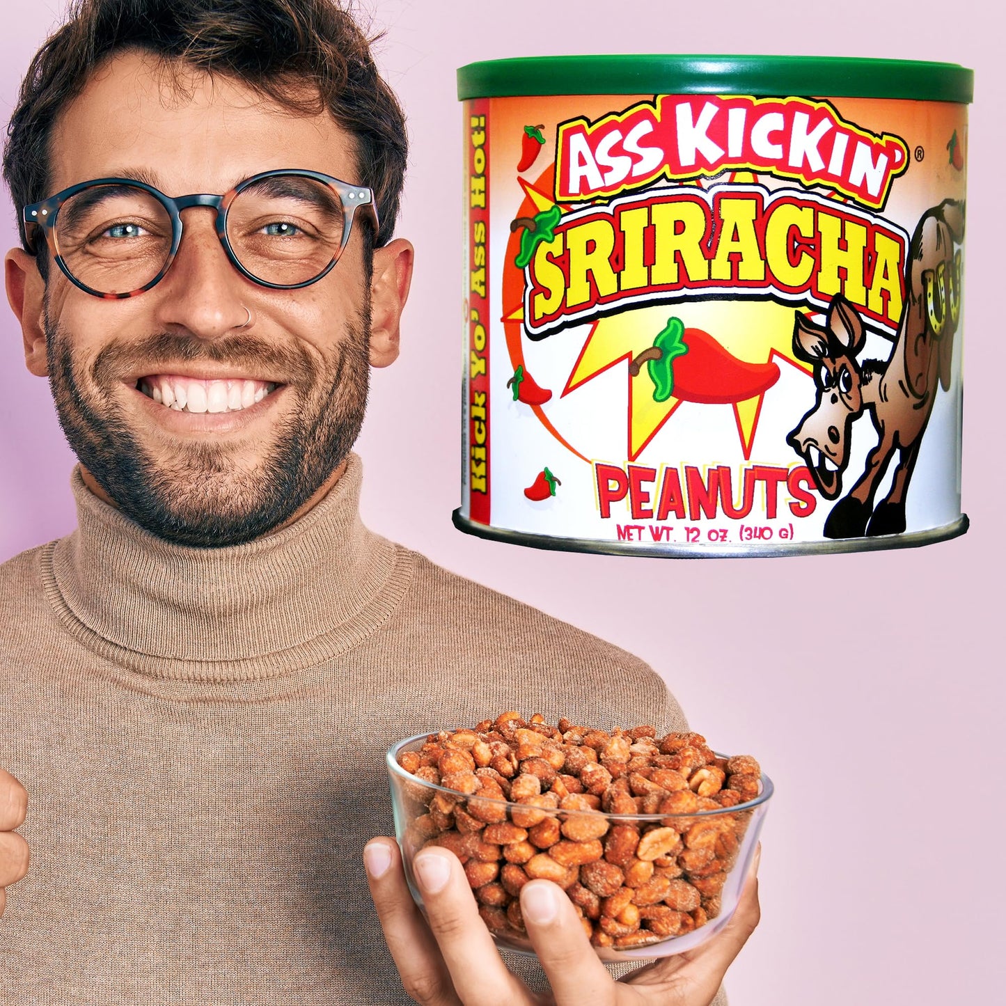 Kickin Sriracha Peanuts - 12Oz - Ultimate Gourmet Gift Peanuts - Try If You Dare!