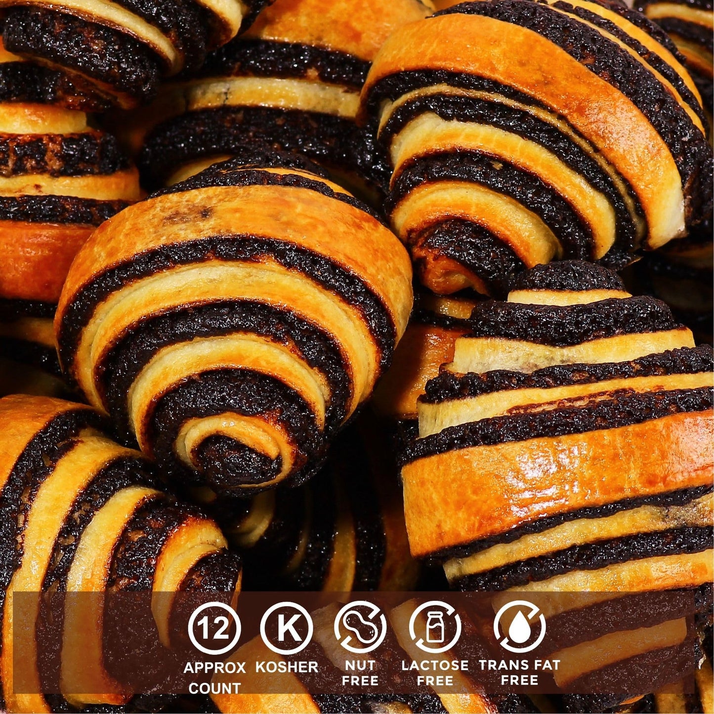 Rugelach Pastries | Chocolate Croissant | Chocolate Babka Bread | Breakfast Pastry | Coffee Snack| Kosher, Dairy & Nut Free | Ho