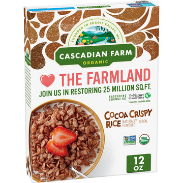 Cascadian Farm Organic Cocoa Crispy Rice Cereal, Gluten Free, 12 oz - Delicious Breakfast Cereal, Perfect for Kids and Adults