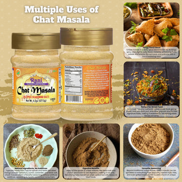 Rani Chat Masala (14 Spice Seasoning Salt) Tangy Indian Seasoning 4.5Oz (127.5G) Pet Jar ~ All Natural | No Msg | Vegan | No Colors | Gluten Friendly | Non-Gmo | Kosher | Indian Origin