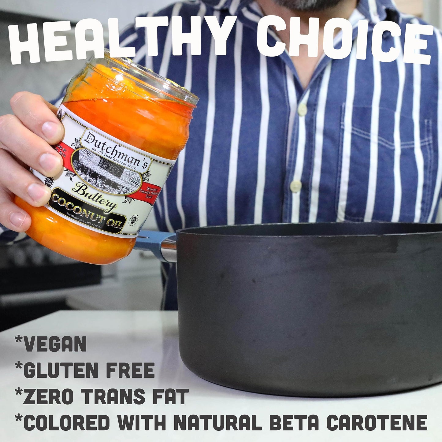 Dutchman's Butter Flavored Coconut Oil - 30oz Jar, Vegan, Zero Trans Fat, Gluten Free, Theater Style Popcorn