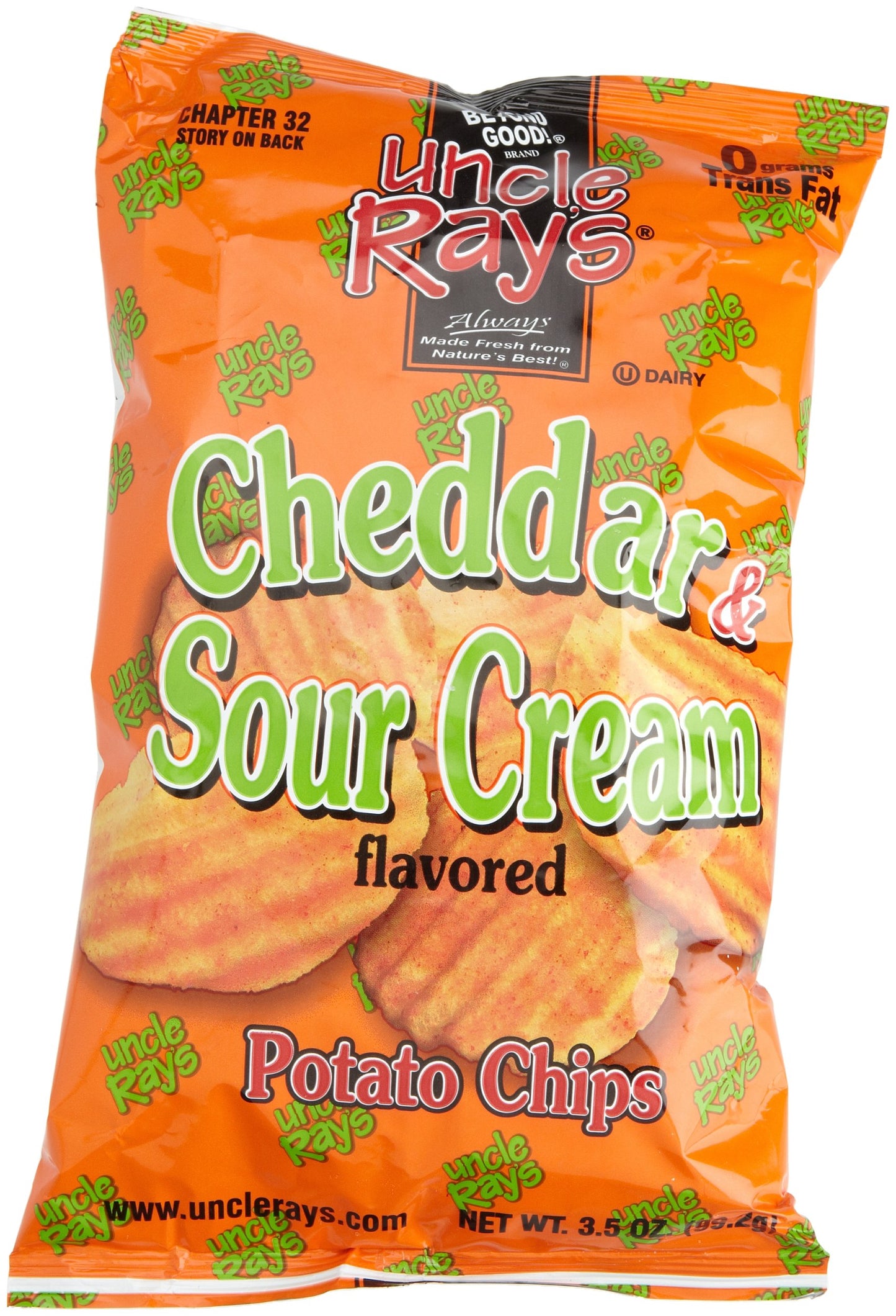 Uncle Rays Potato Chips, Cheddar & Sour Cream, 3.5-Ounce Bags (Pack of 12)
