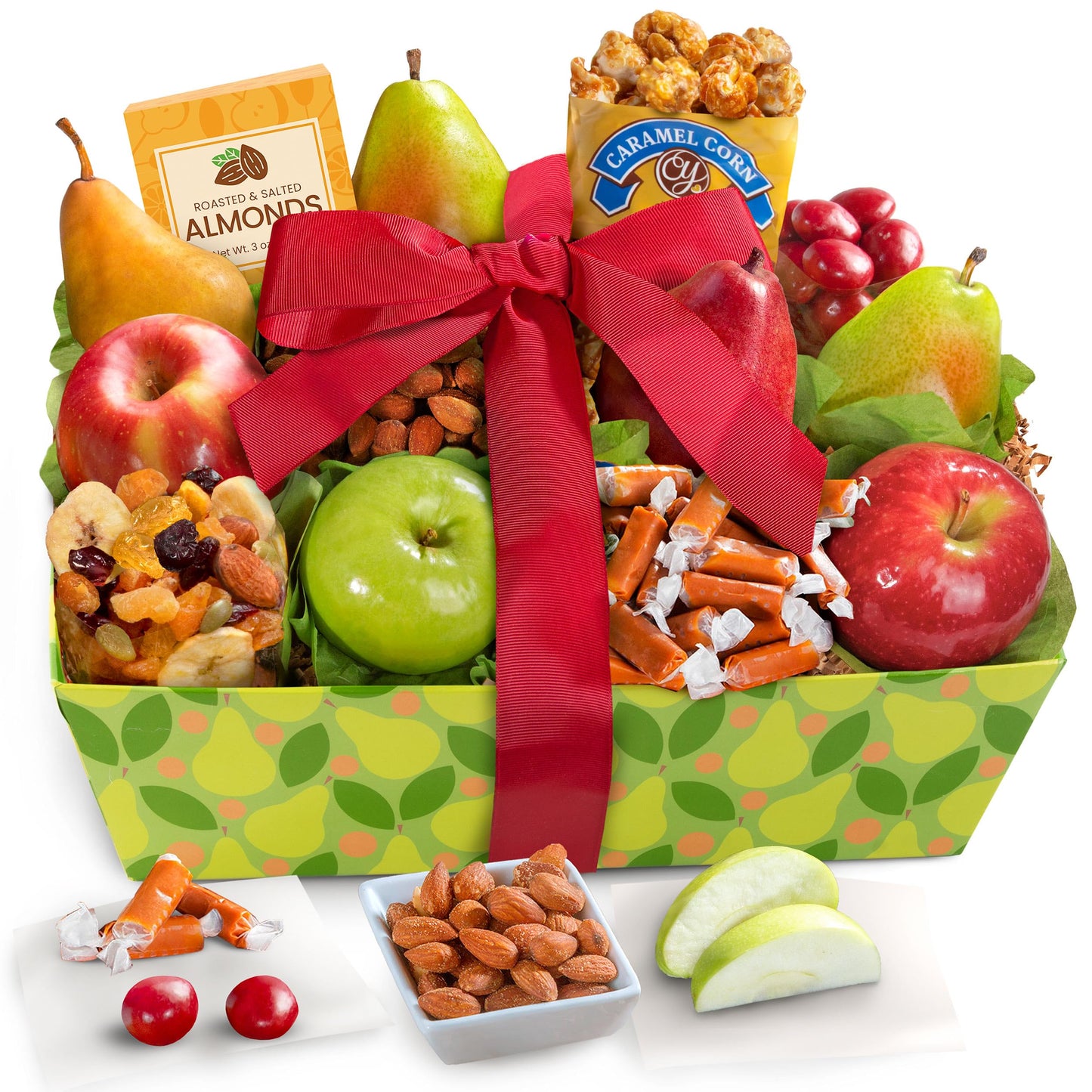 A Gift Inside Orchard Delight Multicolor Fruit and Gourmet Basket, 1 Count - Perfect Gift for Any Occasion