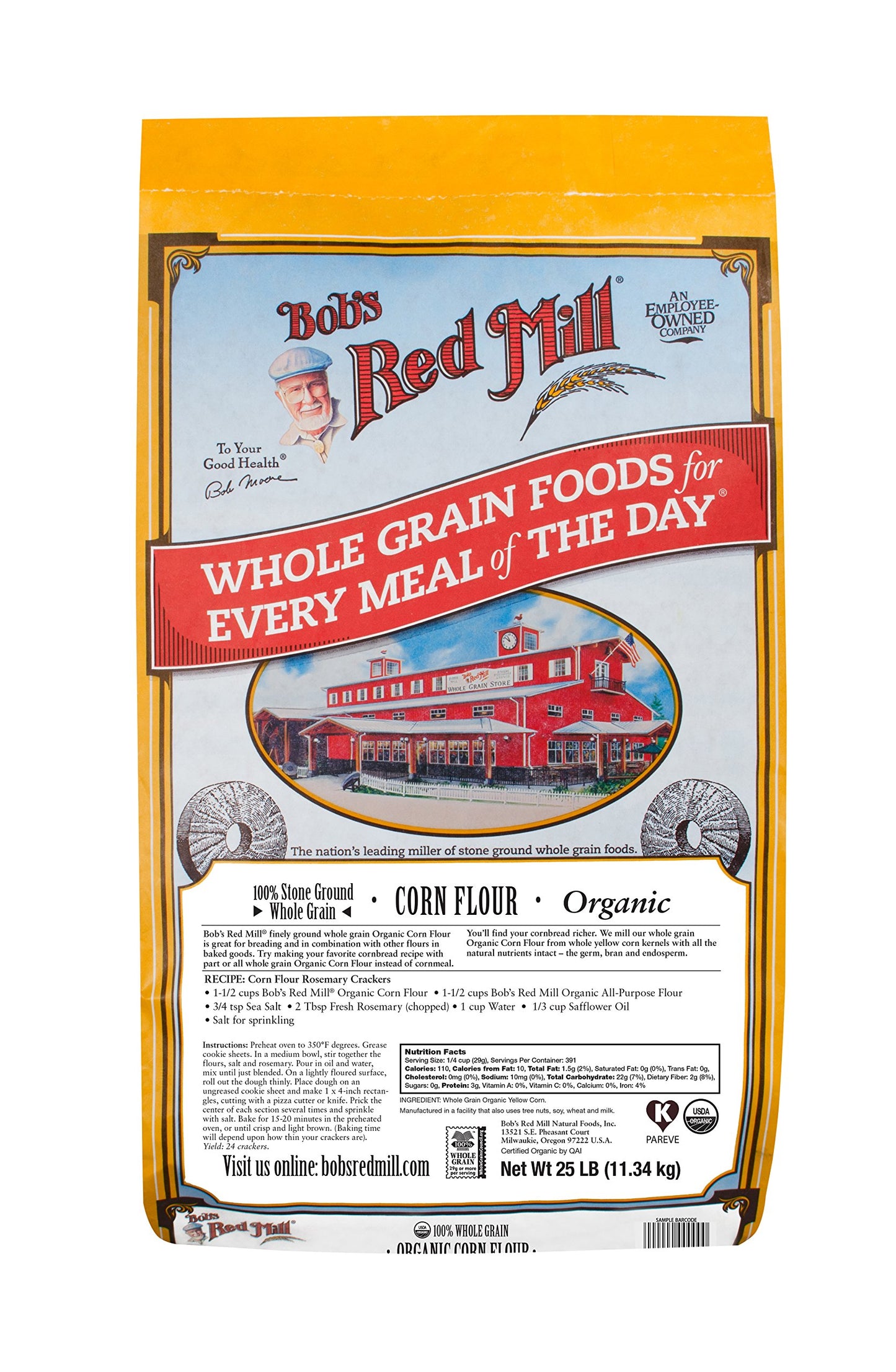 Bob's Red Mill Organic Corn Flour 25pound Bulk Bag, 400 Ounce