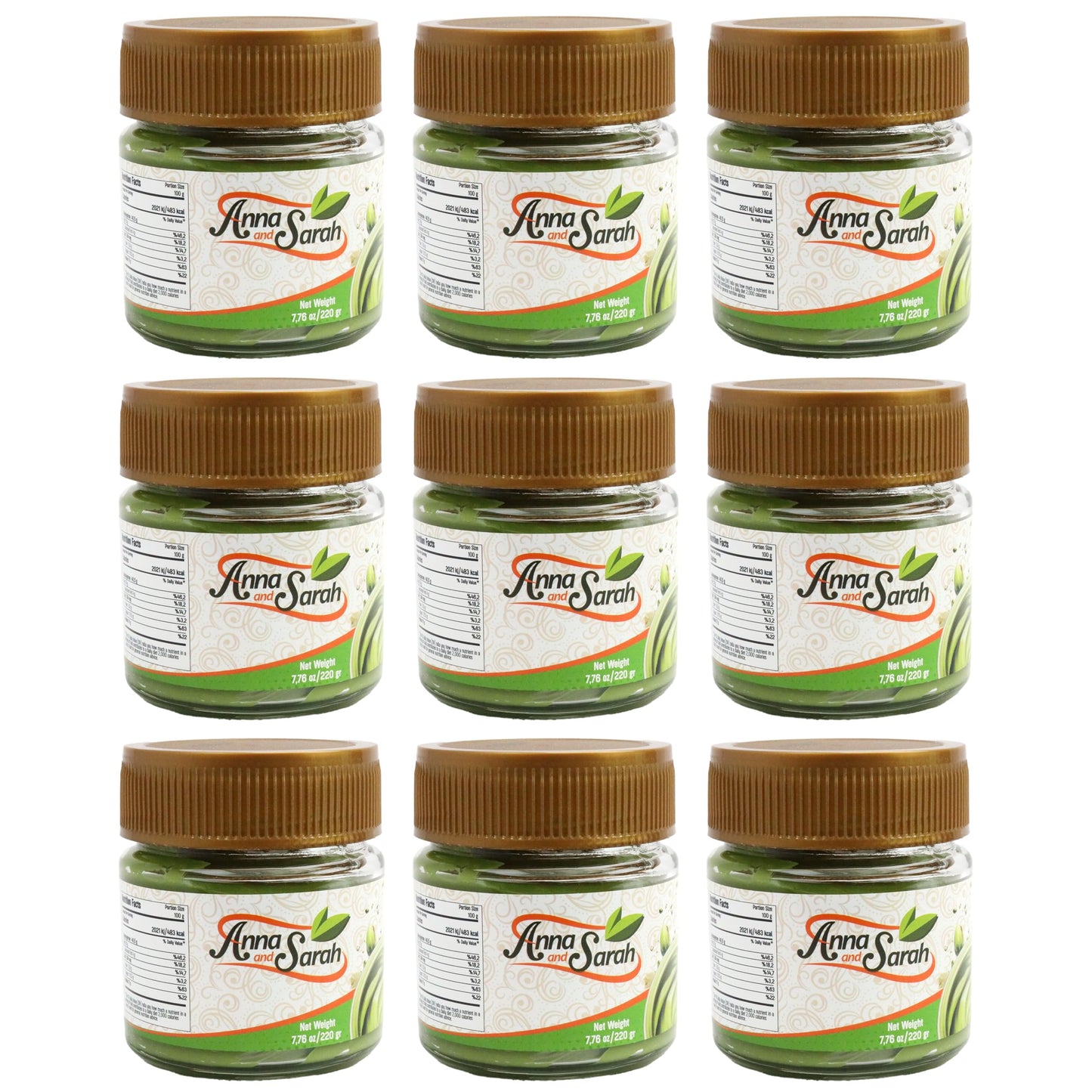 Pistachio Butter Spreadable Cream With Kataifi (Kadayif) Set 7.75 Oz (220 Gr) 9 Pack Ready For Filling In Glass Jar Rich & Nutty Cream Spread For Dubai Chocolate Bars Halal
