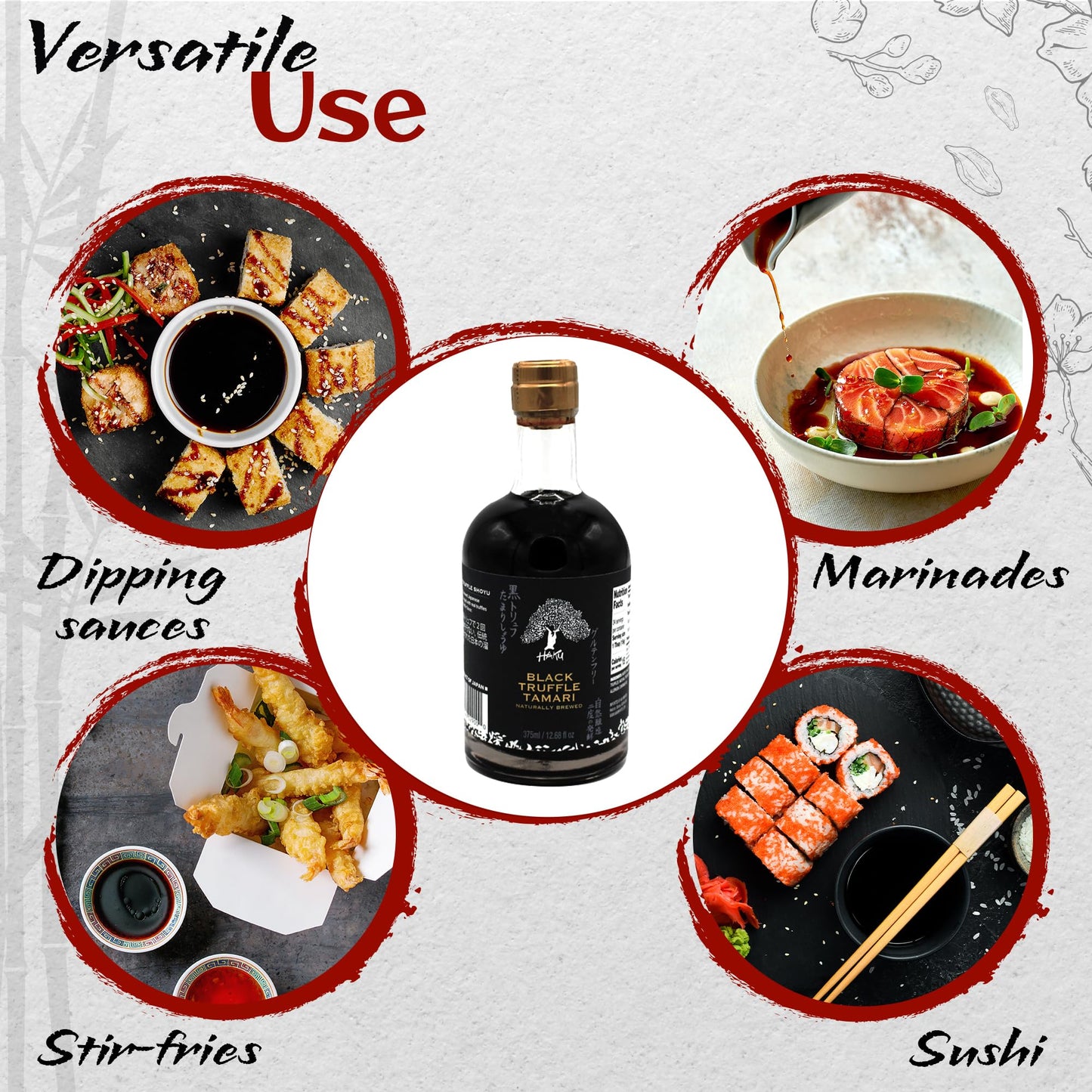 Haku Black Truffle Tamari Naturally Brewed Aged 2 Years, 12.68 Oz (375 Ml) - Traditional Gourmet Dipping Sauce & Marinade For Su