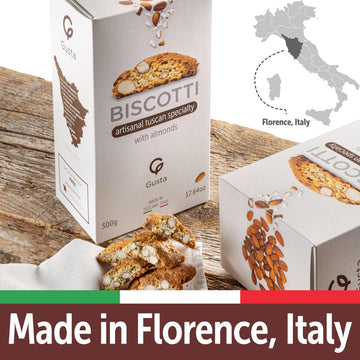 GUSTA Authentic Biscotti Cookies - Classic Almond - 8.75oz - All Natural Italian Dessert