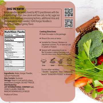 Yuho Shirataki Konjac 8 Pack Inside, Vegan, Gluten Free, Fat-Free, Keto Friendly, Low Carbs 53.61 Oz (1520 G)