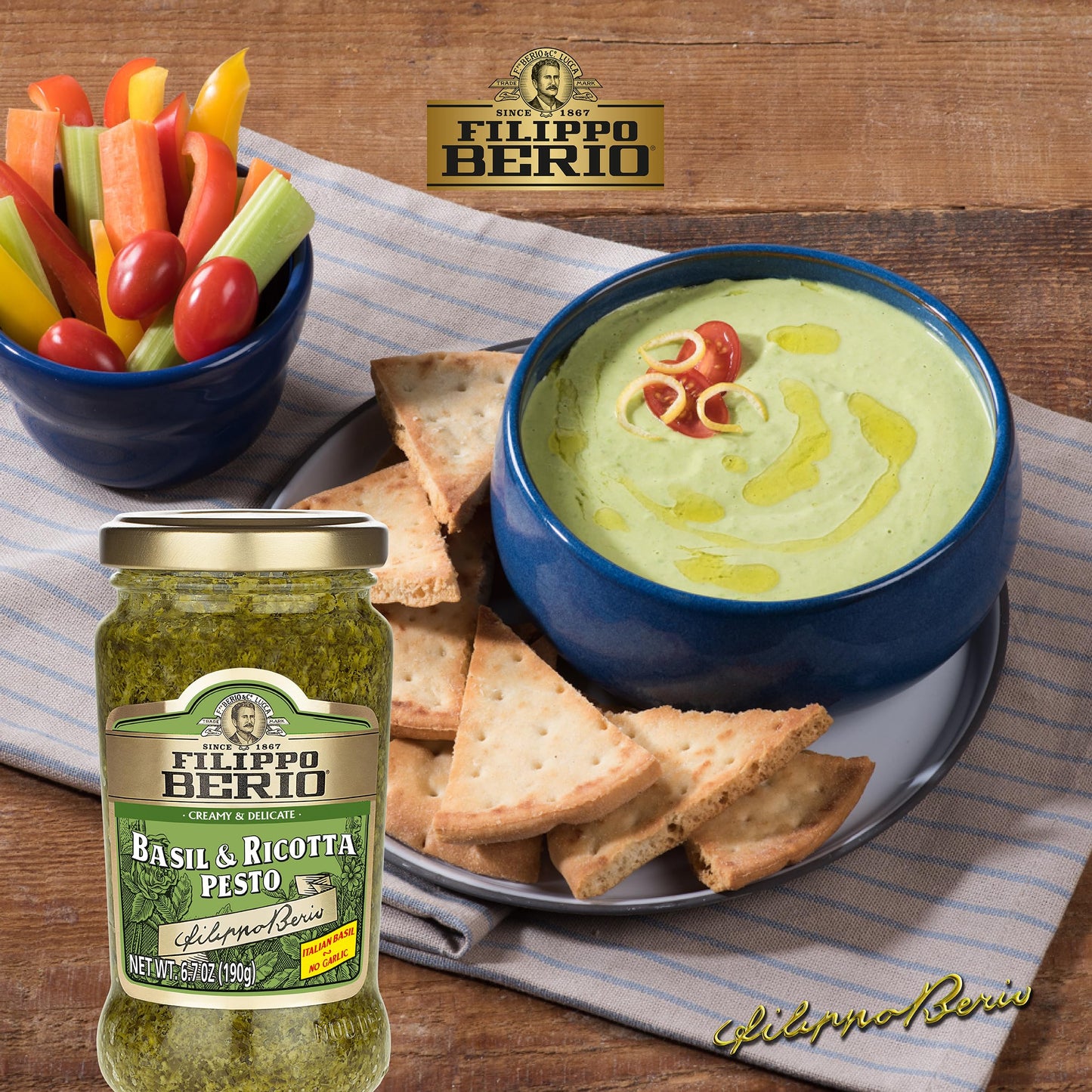 Filippo Berio Pesto, Basil & Ricotta, 6.7 Ounce Glass Jar