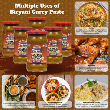 Rani Biryani Masala Curry Paste (Cooking Spice Paste For Indian Rice Dishes, Pullao/Pilau) 10.5Oz (300G) Glass Jar, Pack Of 5+1 Free ~ All Natural | Vegan | No Colors | Gluten Free | Non-Gmo