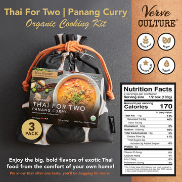Thai For Two Cooking Kit By Verve Culture | Usda-Organic Panang Curry Cooking Kit | Authentic Thai Cuisine | Unique Cooking Gift Set | Vegan, Gluten-Free | Made In Thailand | Pack Of 3