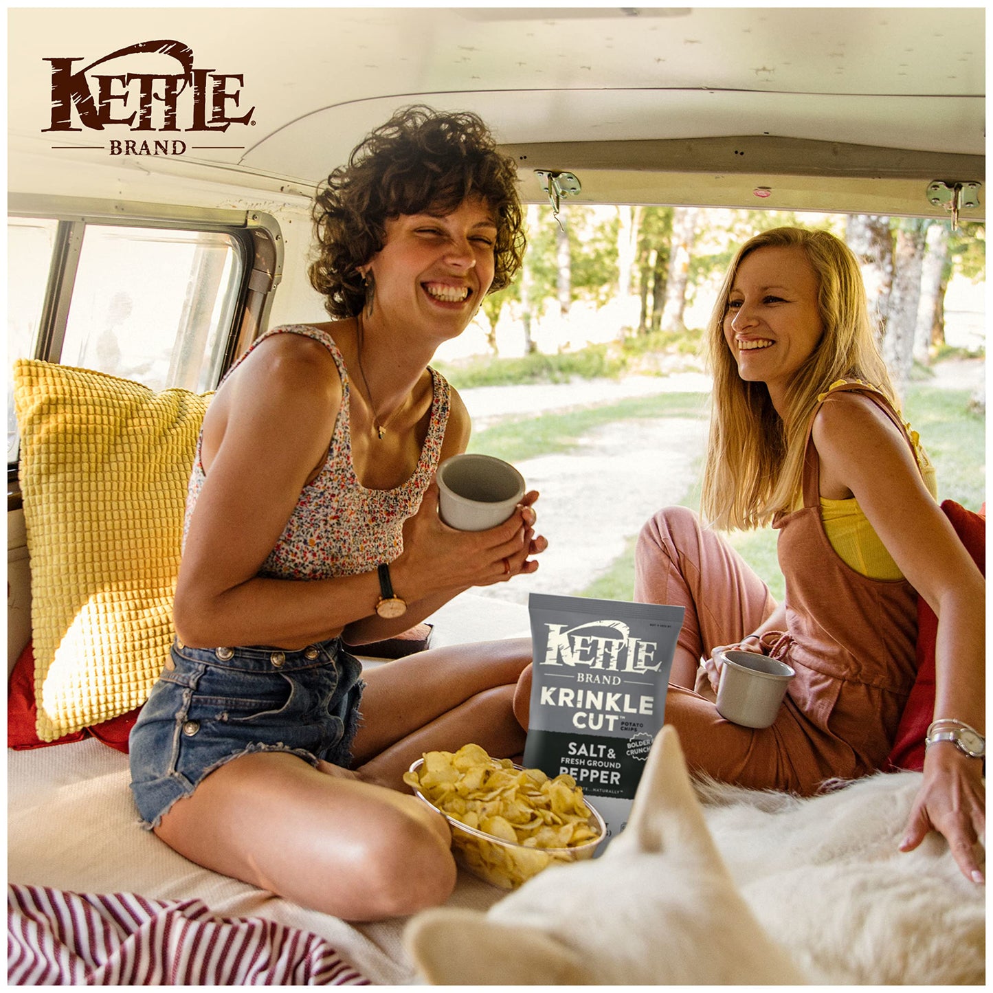 Kettle Brand Krinkle Cut Salt and Fresh Ground Pepper Kettle Potato Chips, Gluten-Free, Non-GMO, 7.5 oz Bag (Pack of 12)
