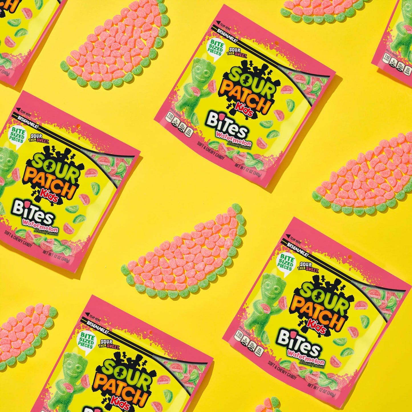 SOUR PATCH KIDS Bites Watermelon Soft & Chewy Candy, Bulk Candy, 12-12 oz Bags