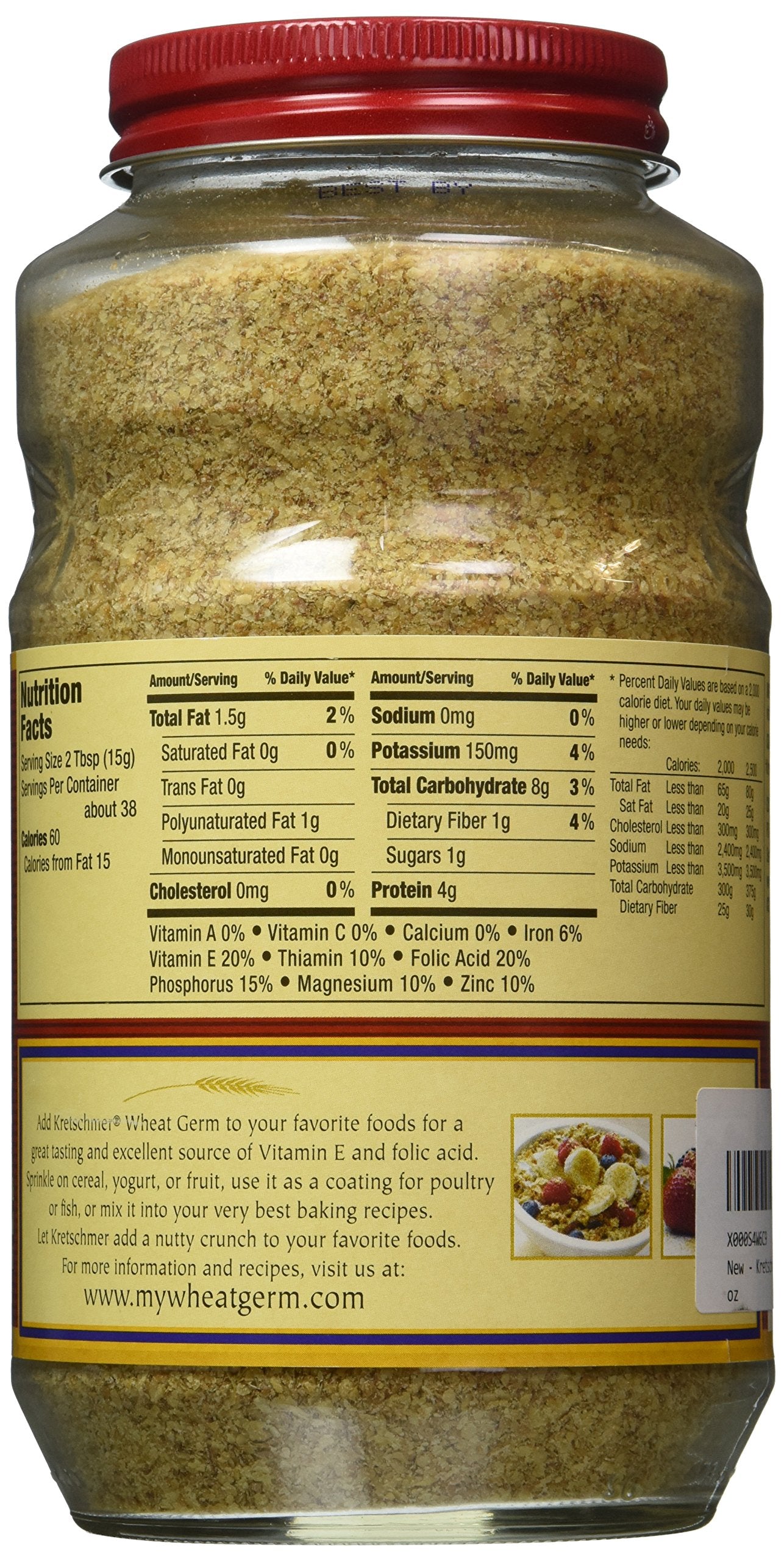 Tongtai Kretschmer Wheat Germ Original Toasted, 20 oz, 1 Ounce (Pack of 20) - Nutritious Superfood for Healthy Living