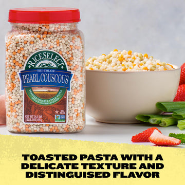 Riceselect Tri-Color Pearl Couscous, Toasted Israeli-Style Pasta, Spinach And Paprika Flavored, 24.5 Ounce Jar (Pack Of 1)