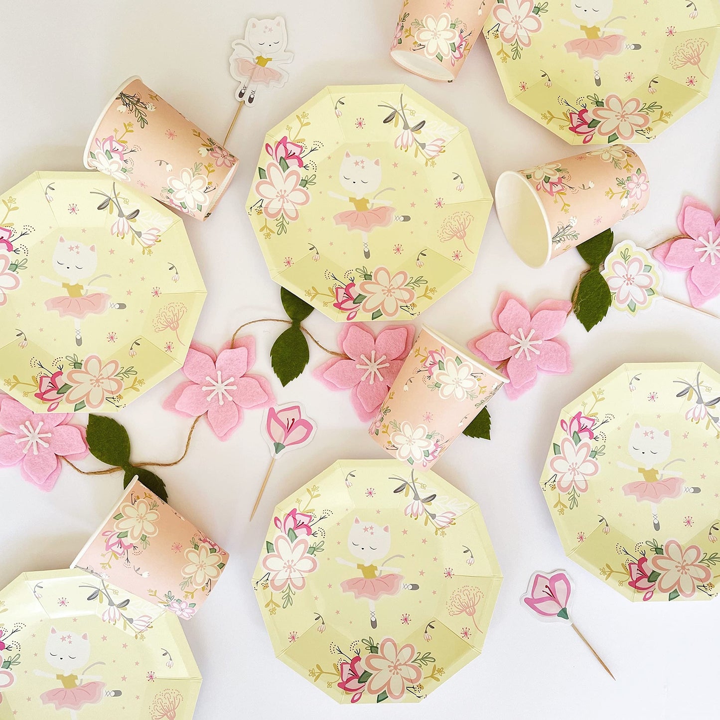 Cat Ballerina Cupcake Toppers (Set Of 12) | Ballerina Cupcake Tops Toppers Picks Pics | Cat Cupcake Tops Toppers Picks Pics