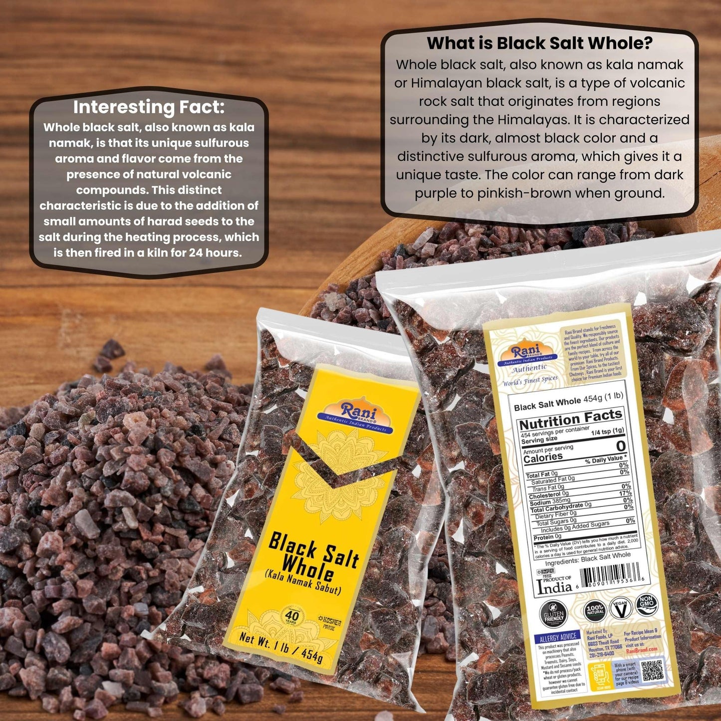 Rani Black Salt Raw Whole (Kala Namak) Mineral 16Oz (1Lb) 454G ~ Unrefined, Pure And Natural | Vegan | Gluten Friendly | Non-Gmo | Indian Origin | Perfect For Tofu Scramble