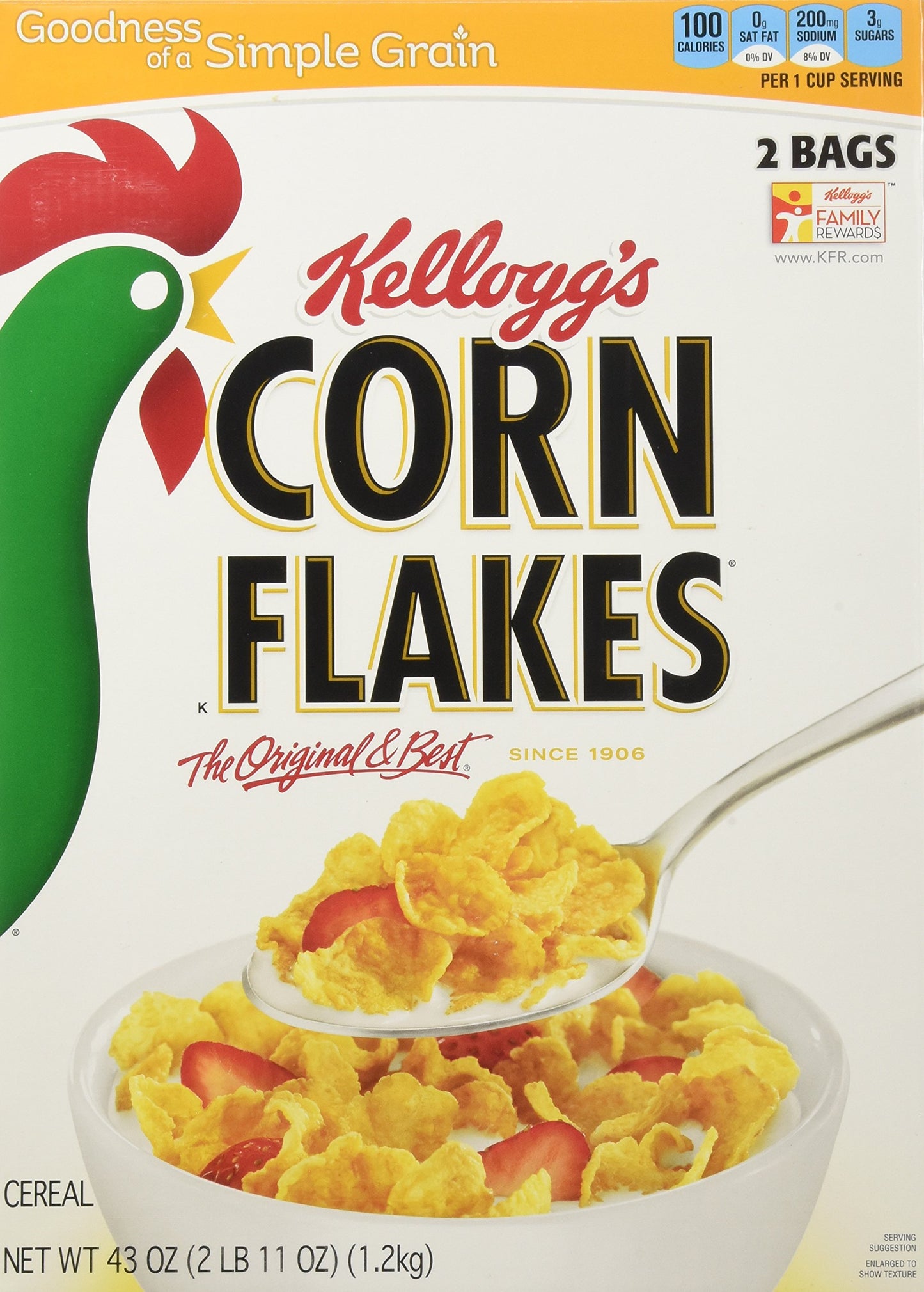 Kelloggs Corn Flakes, 43 Ounce
