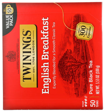 Twinings English Breakfast Tea, Tea Bags, 50 Ct