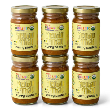 Yellow Thai Curry Paste ORGANIC. VEGAN. DAIRY FREE. SUGAR FREE. KETO FRIENDLY. MADE IN THAILAND. Case of 6 x 4.23 oz Glass Jars