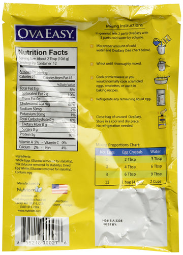 Ova Easy Dehydrated Egg Crystals, 4.5Oz Bag, 12Ct