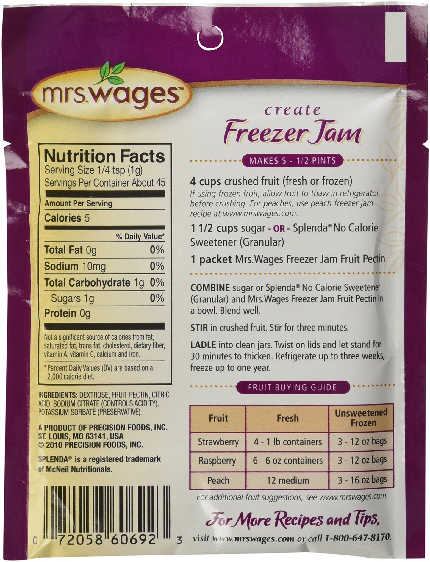 Mrs Wages No Cook Freezer Jam-6 Packets, 1.59 Oz