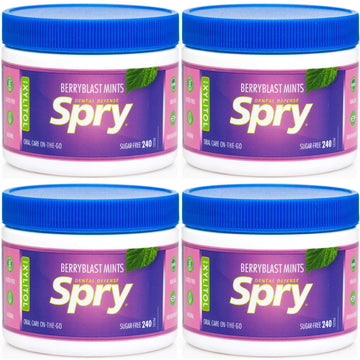 Spry Xylitol Berry Blast Mints Sugar Free Candy - Breath Mints That Promote Oral Health, Dry Mouth Mints That Increase Saliva Production, Stop Bad Breath, 240 Count (Pack Of 4)