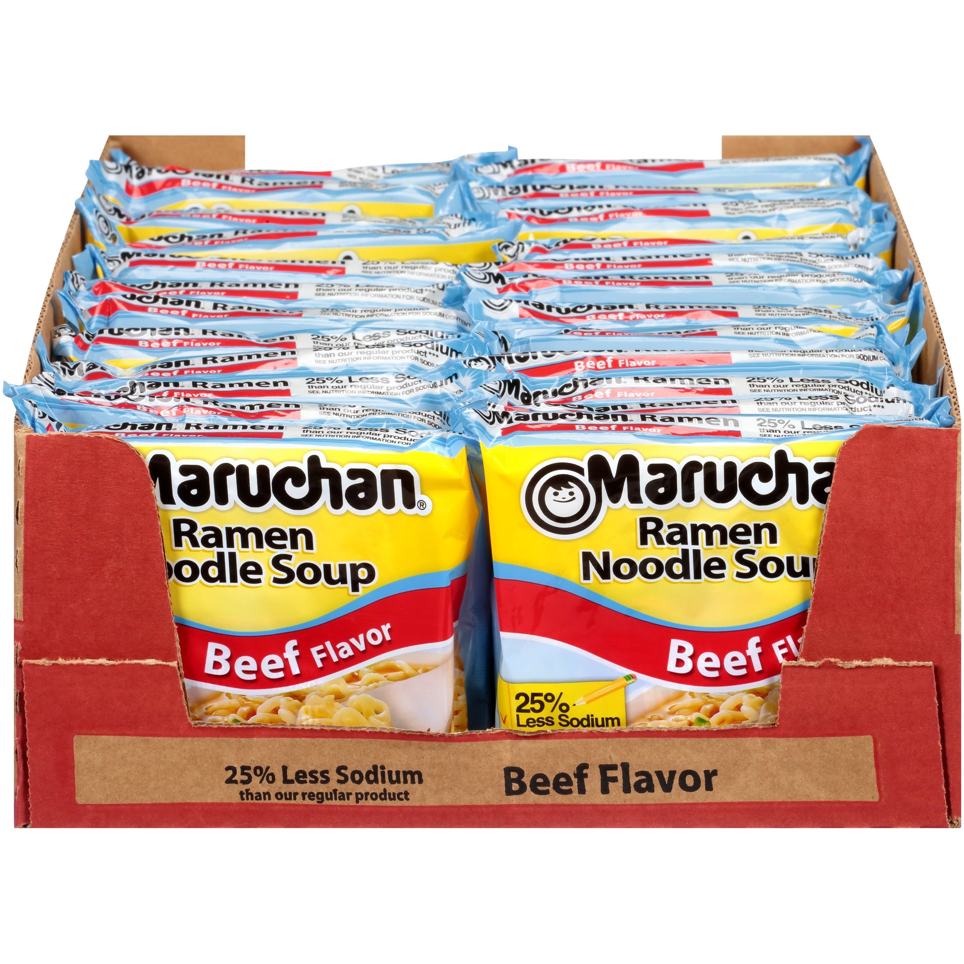 Maruchan Ramen Less Sodium Beef, 3.0 Oz, Pack Of 24