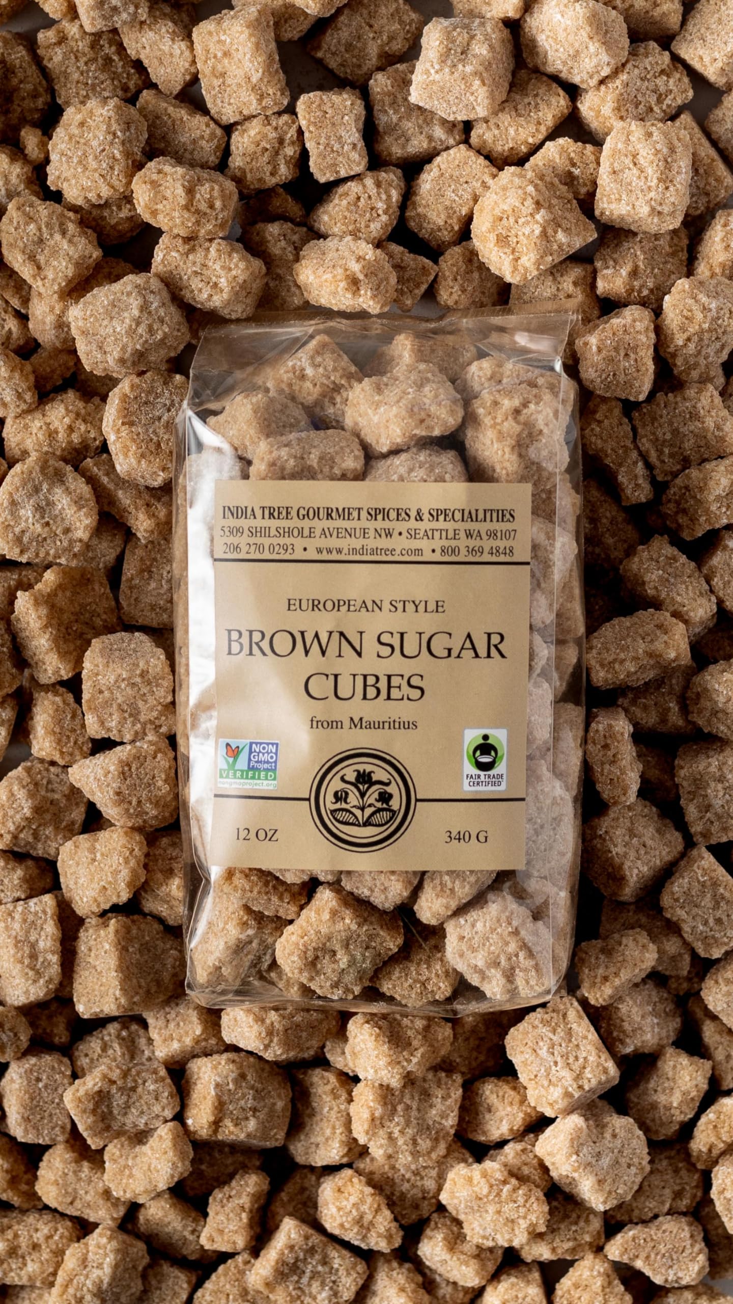 India Tree Demerara Brown Sugar Cubes from Mauritius| Fair Trade Vegan NonGMO Gluten Free All-Natural Gourmet Sweetener for Coff