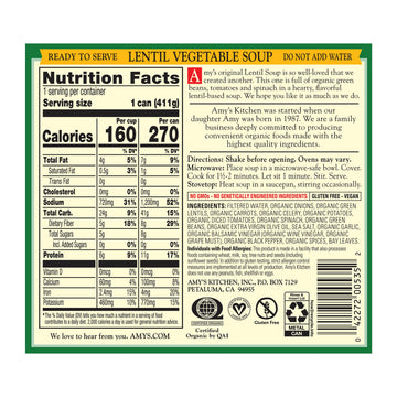Amy's Lentil Vegetable Soup - 14.5 oz
