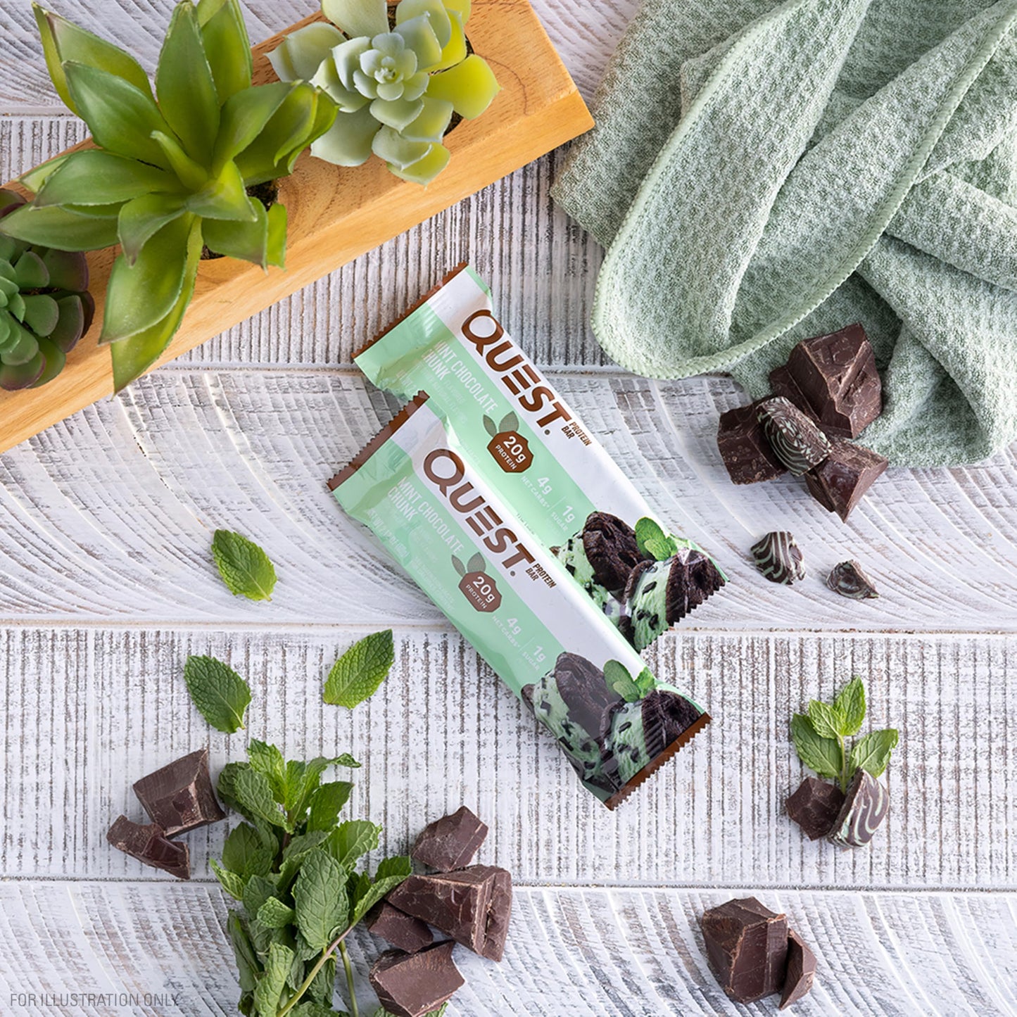 Quest Nutrition Mint Chocolate Chunk Protein Bars, 20g Protein, 1g Sugar, 4g Net Carb, Gluten Free, Keto Friendly, 4 Count