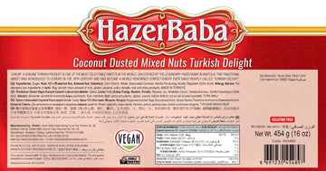 'Hazer Baba Turkish Delight Candy, Gourmet Snacks Box Gift, Traditional, Pistachio, Almond, Hazelnut, Coconut Dusted, Vegan Can