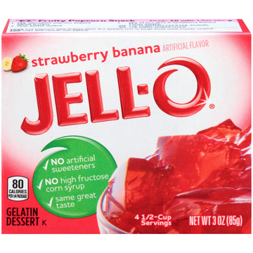 Jell-O Strawberry Banana Gelatin Dessert Mix (3 Oz Boxes, Pack Of 6)