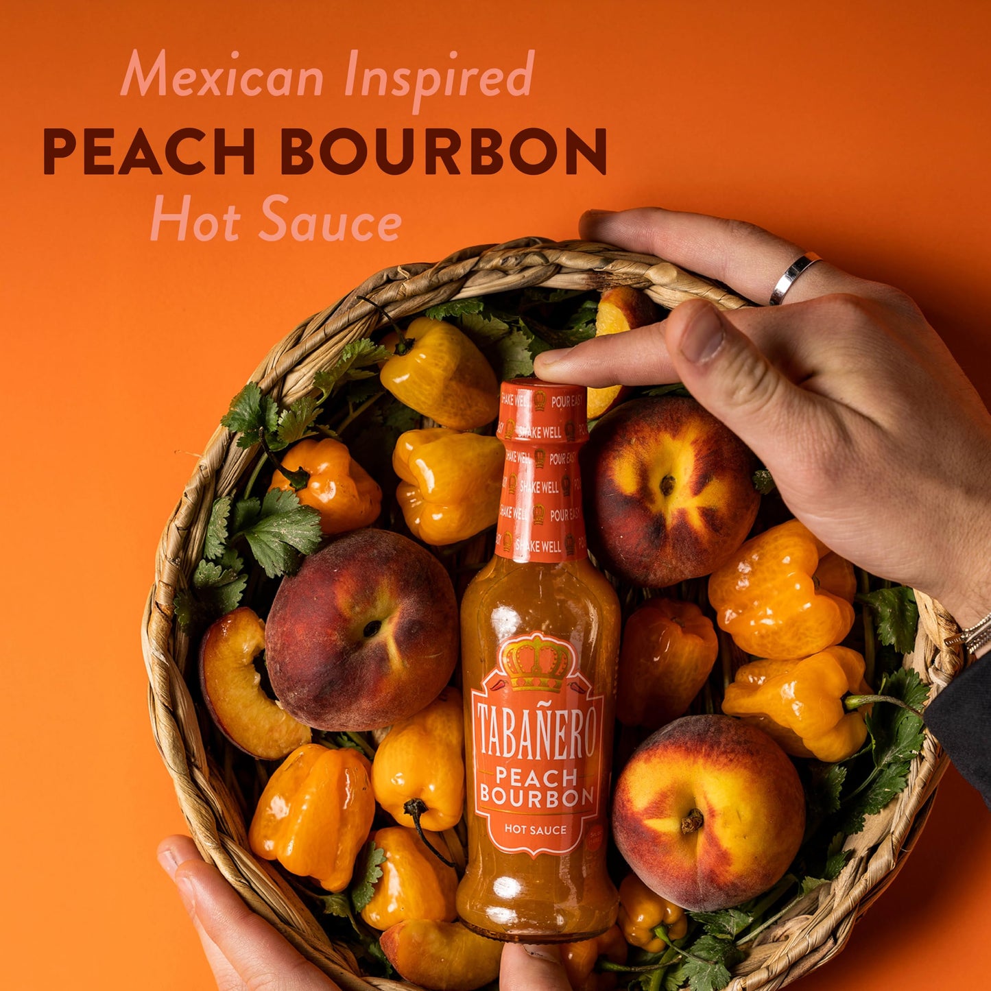 Tabanero Peach spirit-inspired flavor Habanero Hot Sauce - Gourmet, All Natural, Gluten Free, Vegan, 5 oz Bottle