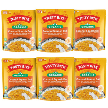 Tasty Bite Organic Coconut Squash Dal, 10 Ounce, Pack of 6, Ready to Eat, Microwavable Entree, Vegan
