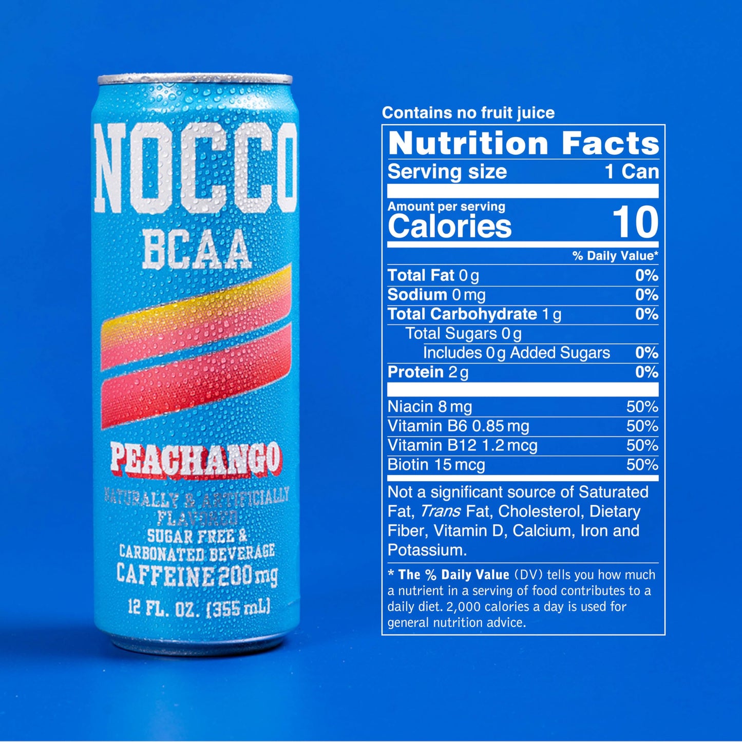 NOCCO BCAA Energy Drink - Sugar Free, Carbonated, Low Calorie - 12 Fl Oz (Pack of 12) - 200mg Caffeine, BCAAs, Vitamins B