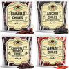 Dried Chile Pepper Variety 4-Pack - Ancho Guajillo Arbol & Chipotle Chiles - Whole Peppers for Authentic Mexican Cooking Sauces Salsas & Marinades - Bold Flavor Hand Selected By El Molcajete
