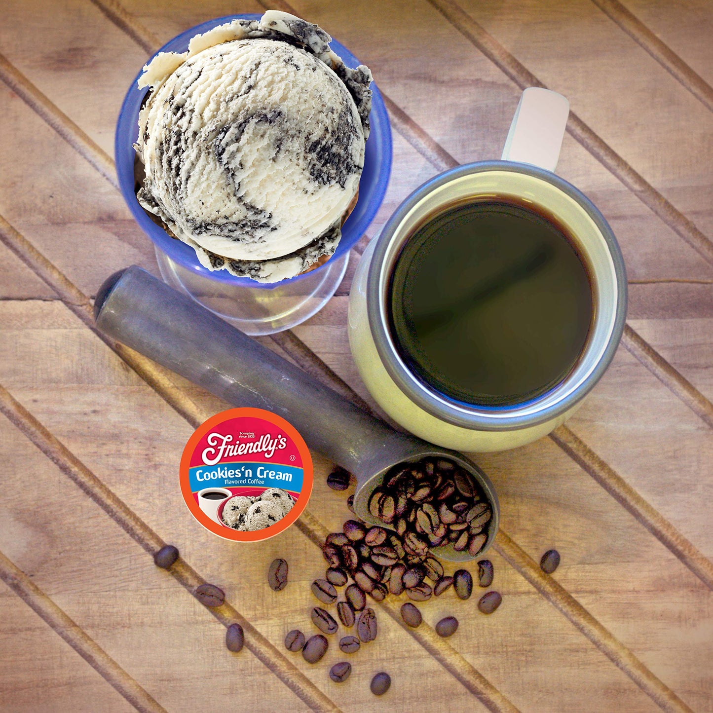 Friendlys Flavored Ice Cream Coffee Pods, Cookies & Cream, 40 Count, Compatible with Keurig K Cup malt-inspired