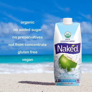 Naked Juice 100% Organic Pure Coconut Water, Usda Organic Certified, Non Gmo Project Verified, 16.9 Ounce(Pack Of 12)