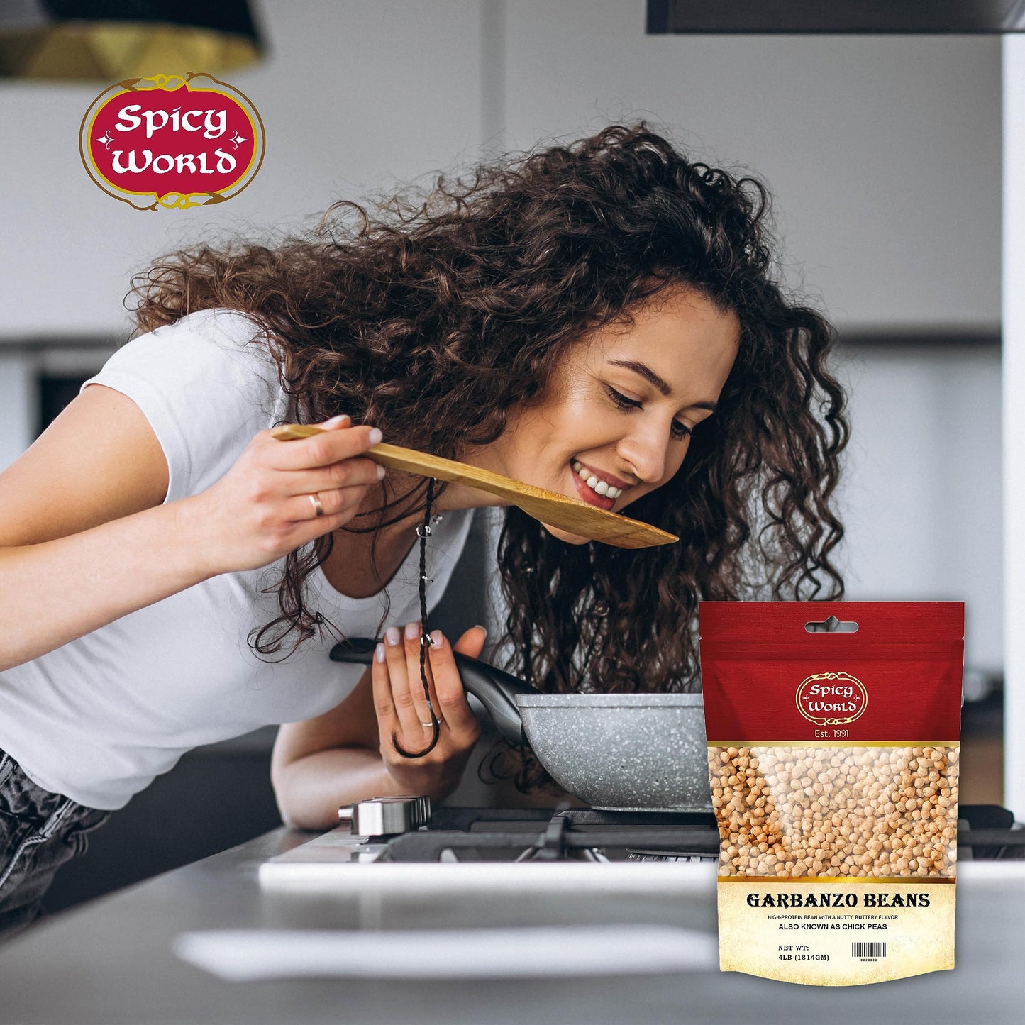 Garbanzo Beans - Chickpeas Dried 4 Lb Bag - All Natural, Sproutable, Perfect For Hummus - By Spicy World