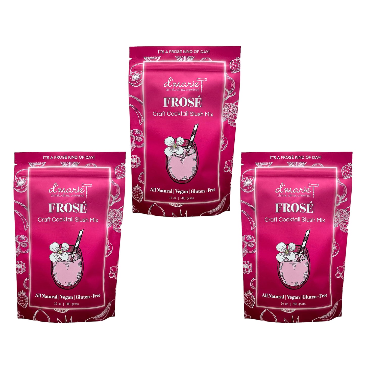 DMARIE Frozen Cocktail Drink Mix - All Natural Low Sugar Mixer - 10 Ounce (Pack of 3) - Makes 30 Wine Slushies