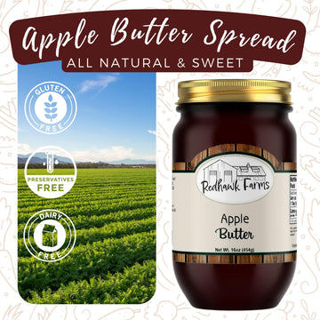 Redhawk Farms Apple Butter - All Natural Fruit Spread - Non-Gmo Amish Apple Butter Spread - Homemade Jams, Jellies, & Preserves