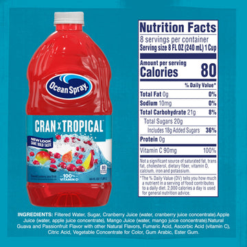 Ocean Spray Cran-Tropical Cranberry Juice Drink, 64 Fl Oz Bottle, Pack of 1