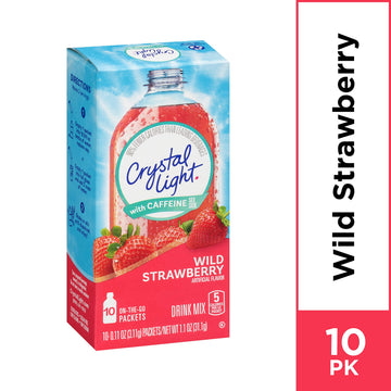 Crystal Light Sugar-Free Wild Strawberry Drink Mix with Caffeine, 10 Ounce (Pack of 1)