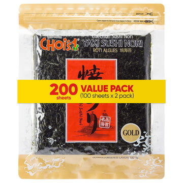 Daechun(Chois1) Roasted Seaweed, GIM (100+100 Full Sheets), Value Pack, Resealable, Gold Grade, Product of Korea