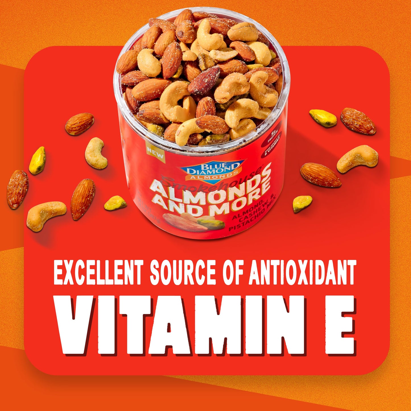 Blue Diamond Almonds, Mixed Nuts Smokehouse Flavored Deluxe Snack Nuts, Almonds, Pistachios, And Cashews, 14Oz. Can (Pack Of 1)