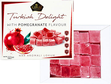 Cerez Pazari Turkish Delight With Pomegranate Flavour 200 Gr Gourmet Small Size Snacks Gift Box No Nuts Sweet Luxury Traditional